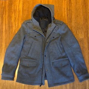 Black Rivet Grey Wool Peacoat MED